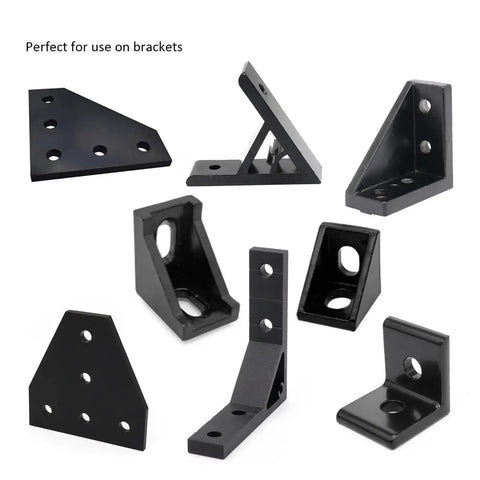 Various black metal brackets for Complete M8 Hardware Kit For 4040 And 4080 Aluminum Extrusion Profiles assembly