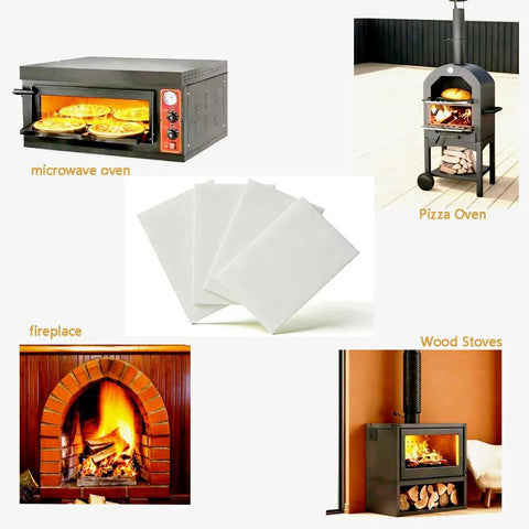 Four white ceramic fiber gasket sheets, 8x12x1/4 in, high-temperature insulation for pellet/wood stoves and kilns