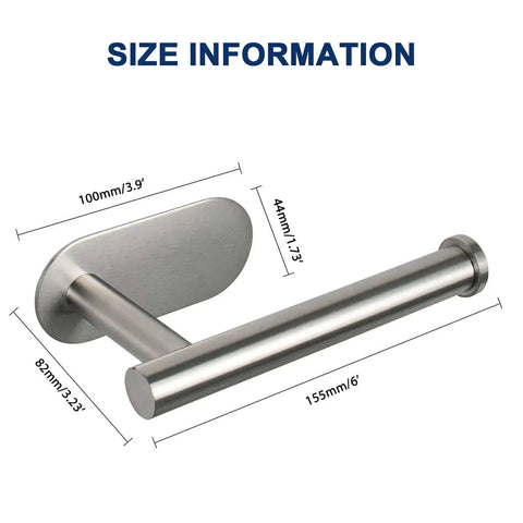 Premium Thickened Stainless Steel Self Adhesive Toilet Paper Holder Rustproof No Drill Needed For Bathroom dimensions image