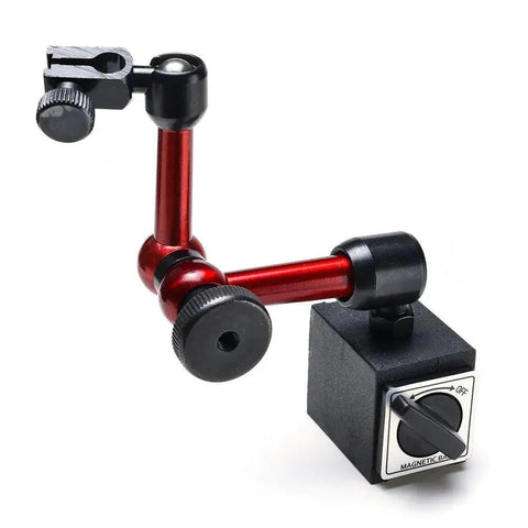 3 Joint Red Adjustable Magnetic Base Holder For Digital Dial Indicator AGPtek With On Off Move Base, side view