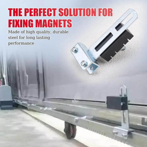 Automatic Sliding Gate Magnetic Limit Switch With Precision Locator Magnet installed on gate, showing durable steel bracket.
