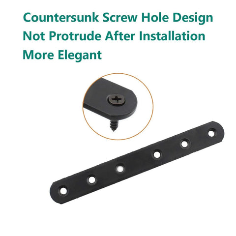 4 Pack Flat Mending Plate For Wood Ulifestar Black Iron Flat Straight Brace Brackets Metal Repair Fixing Wood Brace Joining Plates with screws