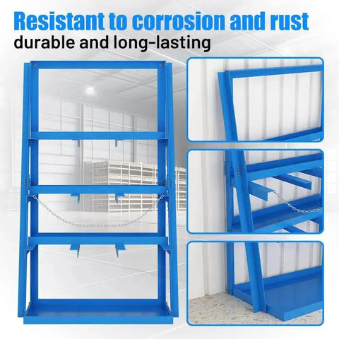 Beefy Vertical Long Parts Storage Rack With 3,000 Lb Capacity For Pipes And Lumber, Heavy Duty Pipe Organizer Shelf With Safety Chain