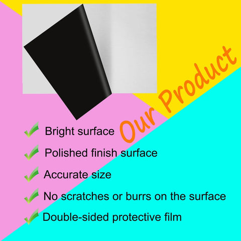 430 Stainless Steel Sheet Metal 8 By 12 Inch One Sixteenth Inch Thick Plate with black and white protective film, bright polished finish