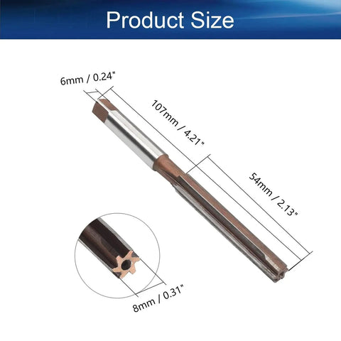 8mm H8 Chucking Reamer For Precision Bore Pro Grade With 9CrSi Alloy Tool Steel Uncoated Round Shank Straight Flutes with dimensions