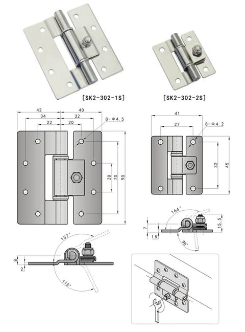 Industrial Stainless Steel Door Friction Torque Hinge 1 Piece Heavy Duty Hardware For Interior And Exterior Doors S2S SK2 302 1 Model One Color Finish