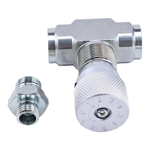 Hydraulic Flow Control Valve Bidirectional Throttle Valve STB-G3/8 with L8 connectors for mini excavator, close-up view