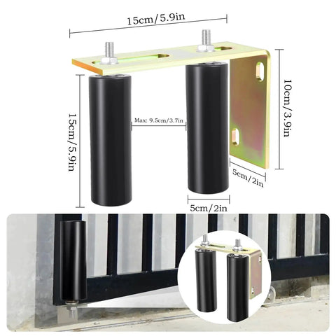 Six Inch Gate Roller Guide For Sliding Gates With L Bracket Universal Adjustable Heavy Duty Sliding Gate Rollers Black Gate Kit