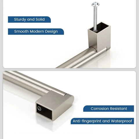 Close-up of 30 Pack 5 Inch Hole Centers Stainless Steel Boss Bar Cabinet Pulls Satin Nickel Finish showing detailed design.