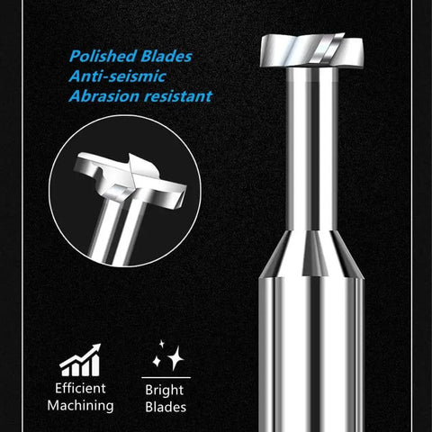 Pro Grade HSS AL T Slot End Mill Cutter For Woodruff Keyseat Applications, polished blades, abrasion resistant, close-up view