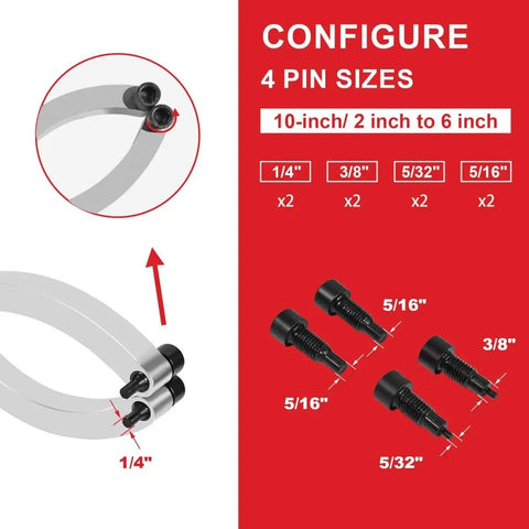 Configuration of 4 pin sizes for Beefy Heavy Duty 11.8 Inch Gland Nut Wrench Set Adjustable Spanner For 2 To 9 Inch Hydraulic Cylinders