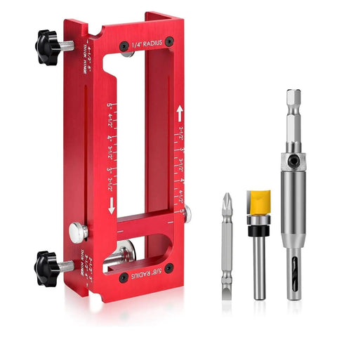 Adjustable Router Jig For Doors With Aluminum Hinge Mortising Template Kit And Precision Depth Gauge Fits 2.5 To 5 Inch Hinges By Mumusuki