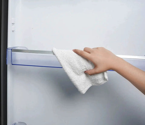 Person cleaning with Linen Terry Bar Mop Towels 14x17 White Value Pack Of 60 Absorbent And Durable Multipurpose Cleaning Rags Cotton