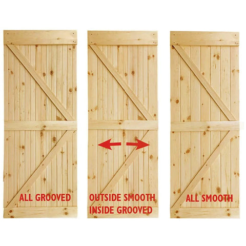 Unfinished Interior Barn Door Slab DIY Kit With Solid Pine Core, 83.5 Inches Tall By 30 Inches Wide, Knotty Pine Finish Beaded Or Smooth