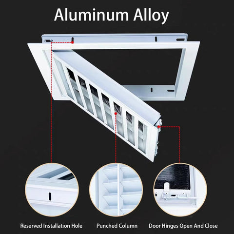 Access Panel 8x8 inch, heavy-duty aluminum alloy door for walls/ceilings; tool-free install, magnetic closure (Amazon).