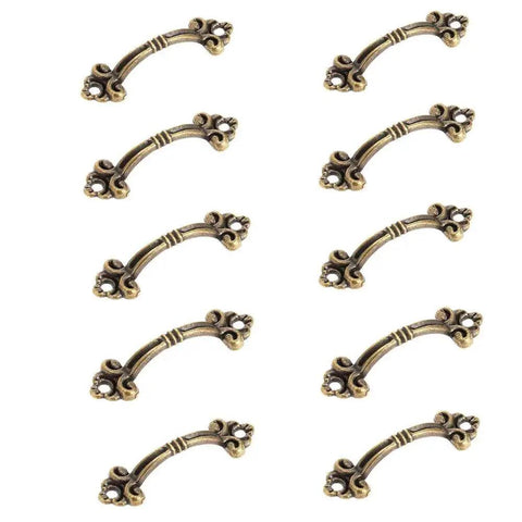 10 Pack Antique Brass Zinc Alloy Mini Jewelry Box Drawer Cabinet Knob Pull Handle For Small Chests And Cabinets With 38mm Hole Spacing And 48mm Diameter Includes Mounting Screws Vintage Look Hardware For Furniture Restoration And Craft Projects