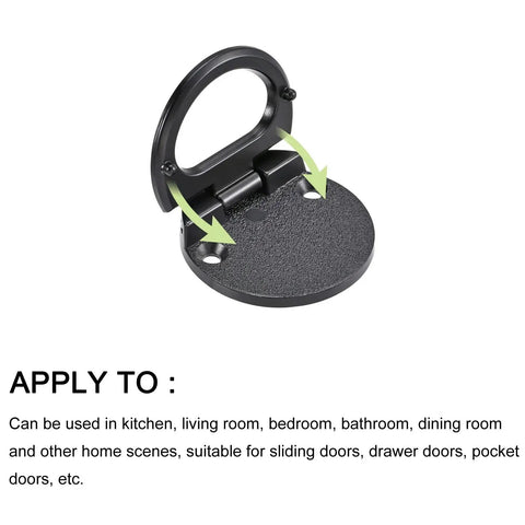 Zinc Alloy Flush Ring Pull Handle 43.5mm 1.71 Inch With Screws Black Versatile Flush Pull Slam Latch for doors and cabinets