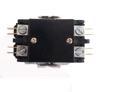 Top view of Two Pole Air Conditioner Contactor Heavy Duty 40 Amp FLA 24V Coil with One Quarter Inch Quick Connect Terminals for HVAC systems