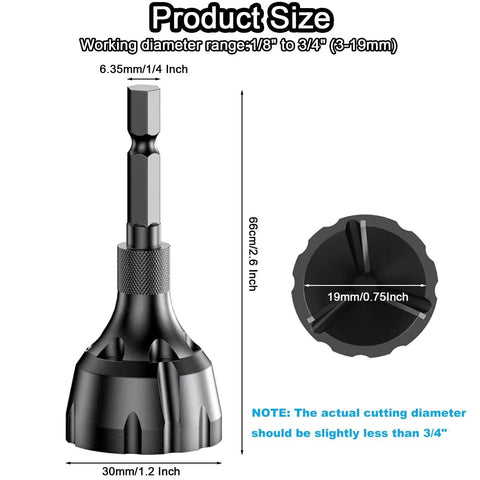 Deburring External Chamfer Tool With Tungsten Carbide Blades For Copper Steel And Aluminum Quick Release One Quarter Inch Hex Shank Burr Busting Deburr Bit For Bolt Threads Anti Rust Durable Metalworking Drill Accessory