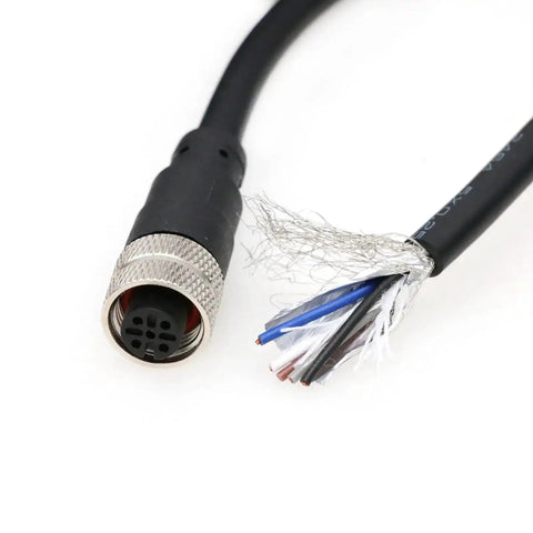 Close-up of M12 5 Pin Sensor Cable For IO Link Devices And EtherCAT Profinet Master Modules Shielded Waterproof PVC Cable