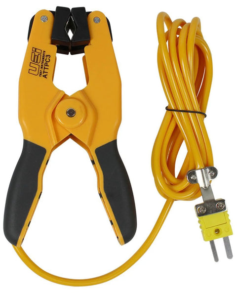 UEi ATTPC3 pipe clamp K-type thermocouple adapter with yellow clamp and long probe cord for clamp meters
