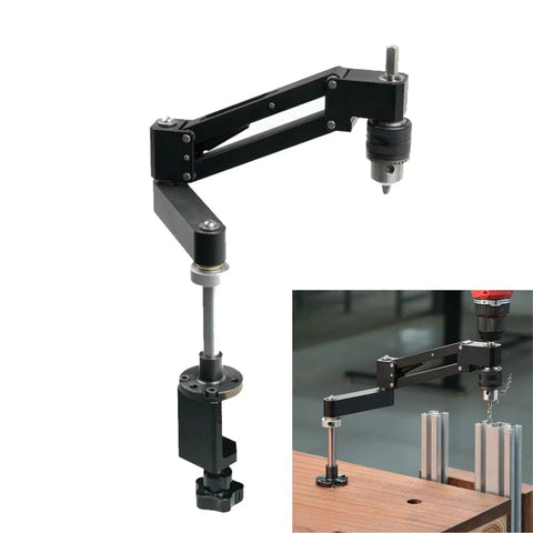 Tapping Cantilever Bracket With CNC Aluminum Alloy Robotic Arm 130mm Stroke, adjustable support rod, and detachable clamp for pipe threading.