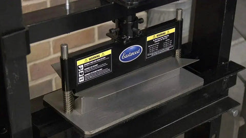 Heavy Duty Press Brake Attachment For Standard 12 To 20 Ton Hydraulic Shop Presses installed, bending mild steel sheet