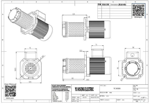 Technical drawing of 1/8 HP Coolant Pump For Lathe And Band Saw Machines With Immersion 4 Inches, NPT 1/2 Inch Thread