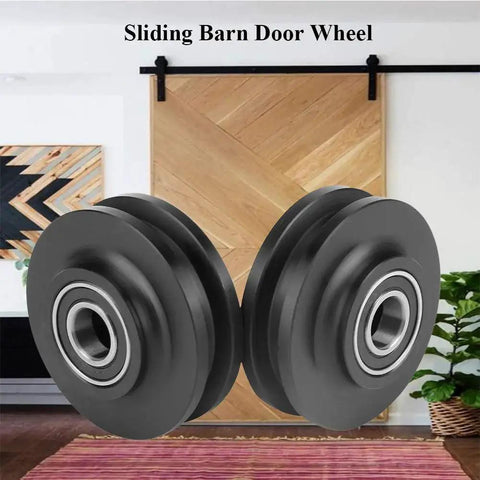 Two Pack Heavy Duty Cabinet And Window Pulley Roller Hardware Kit For Smooth Quiet Sliding Doors With Zinc Alloy And Nylon Wheels Reduces Noise And Prevents Door Swing, Stable Balance, Ideal For DIY Barn Doors And Cabinets.