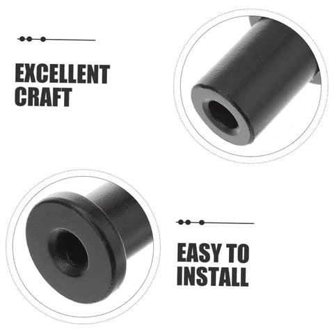 Close-up of Versatile Sliding Barn Door Track Connectors And Spacers Kit with black carbon steel tube details