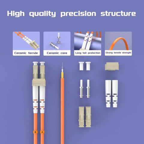 Duplex LC To ST Multimode OM1 Patch Cable 20 M Orange Jacket Optical Fiber Patch Cord precision structure components