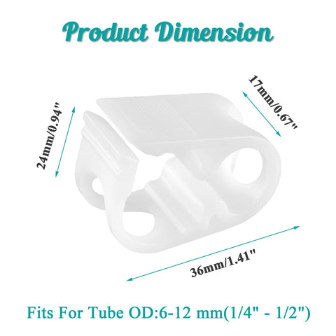 Kyuionty white plastic tubing clamps, adjustable hose clamp for 6-12 mm OD tubes, pack of 5, front view