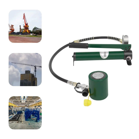 20 Ton Hydraulic Ram Jack With Hand Pump And Gauge Low Profile Porta Power Kit with construction site images