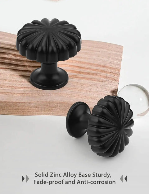 Matte Black Zinc Alloy Cabinet Knobs 10 Pack for Drawer Pulls on Dresser Kitchen and Bathroom Hardware Mengico Unique Design