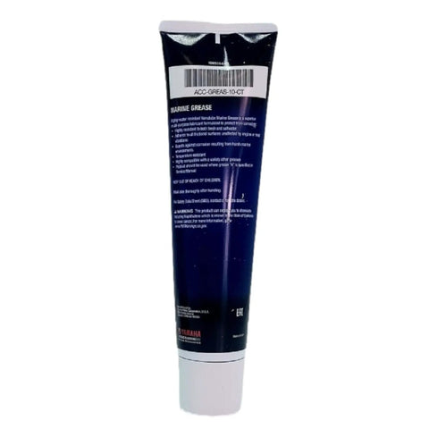 Back view of Yamalube Marine Grease 10 Oz OEM 2 Pack For Service Manual Applications tube, showing label and product details.