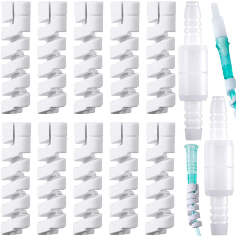 Lekgavd 12-pack oxygen tube support crimp straighteners with swivel connectors for nasal cannula tubing