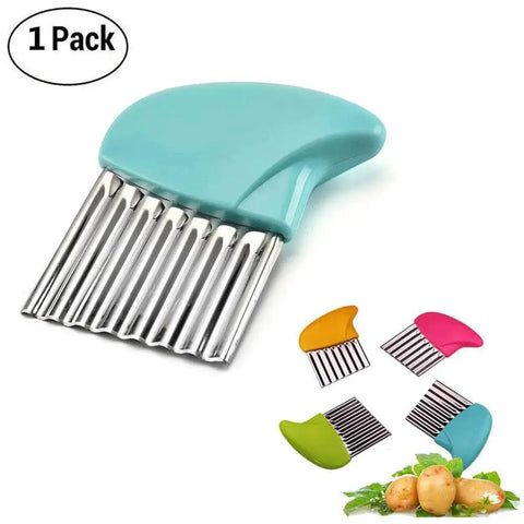 Stainless Steel Crinkle Cutter Slicer For French Fries And Veggies Wavy Blade With Ergonomic Plastic Handle Go To Must Have Kitchen Tool For Potatoes Fruit And Vegetables Durable Sharp Edge 1 Piece Random Color
