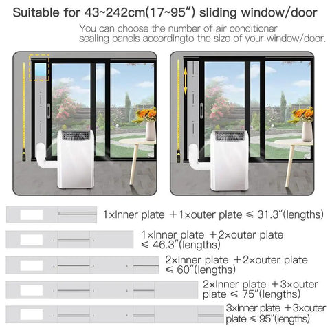 Installed Sliding Door Air Conditioner Vent Kit With Universal Five Point Nine Inch Hose And Coupler for window or sliding glass doors.