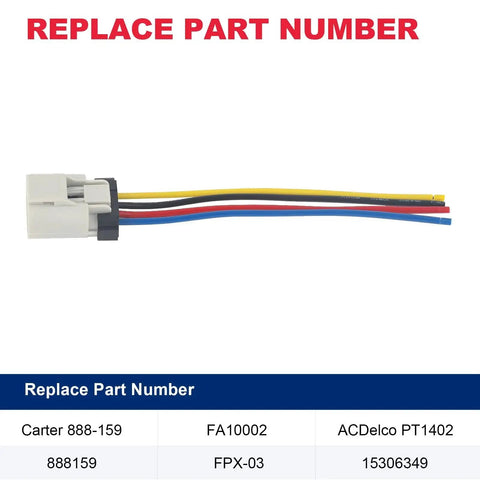 Chevy Ford Compatible Fuel Pump Connector Wiring Harness Pigtail Plug For Chevy Chrysler Dodge Ram 1500 GMC Pontiac Replacement Carter 888159 ACDelco PT1402 FPX 03 FA10002 888159 15306349