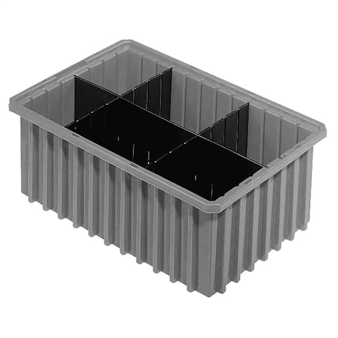 Heavy Duty Plastic Slotted Dividable Modu Box Stackable Grid Storage Tote Container 16.5 Inch Long 10.9 Inch Wide 6 Inch High 8 Pack Gray