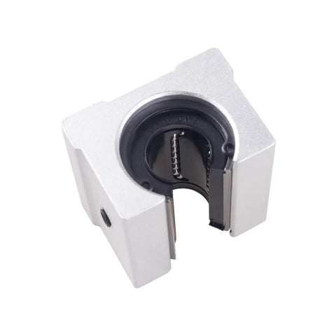 Close-up of Four SBR12UU Linear Ball Bearing Slide Blocks For SBR12 Rails 12mm Aluminum Heavy Duty Industrial Grade CNC Guide Parts