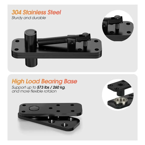 Beefy Heavy Duty Invisible Door Hinges for Wooden Secret Doors, stainless steel construction, load bearing base, close-up view.