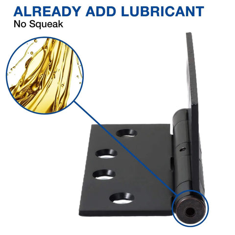 Close-up of Exterior Door Hinges 4x4 Heavy Duty 3.3mm Thick Square Plain Bearing Oil Rubbed Bronze with lubricant application