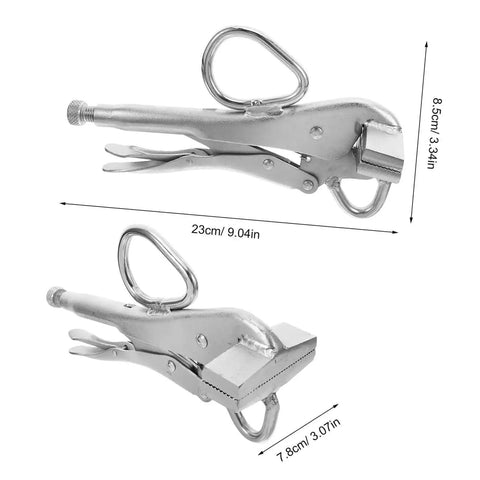 Heavy Duty Auto Body Sheet Metal Repair Pliers With Adjustable Locking Welding Clamp for Panel Fastening and Dent Fixing, silver metal tool