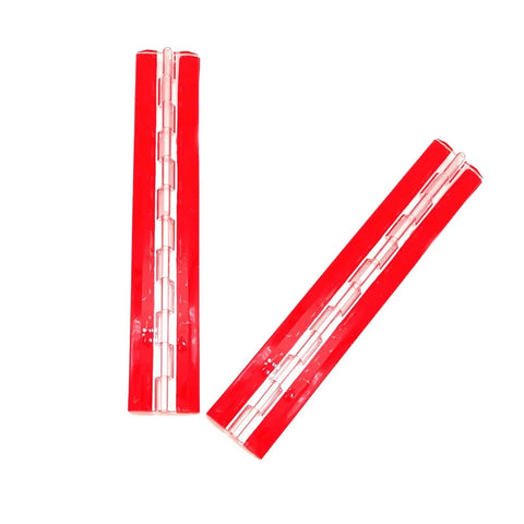 Transparent Acrylic Piano Hinge 300mm Self Adhesive For DIY Boxes And Aquarium, shown with red protective film