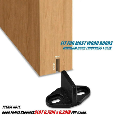 Barn Door Floor Guide 2 Pack, Sliding Door Bottom Guide Floor Mount in matte black with T shape for wood doors, 1.35in thickness
