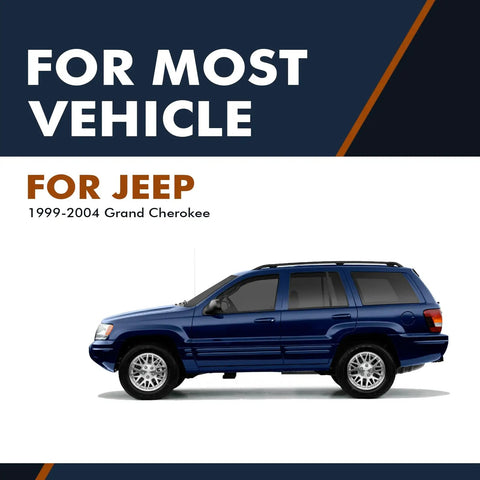 Profile view of 1999-2004 Jeep Grand Cherokee, compatible with set of 2 front wheel hub bearing assemblies replacement kit.