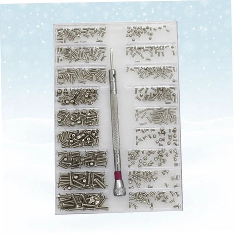 Miniature Screw Kit Set For Glasses Laptops Watches And Electronics With Durable Portable Storage Case and screwdriver
