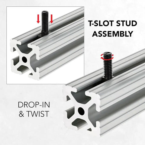 Drop In T Slot Hammer Head Stud Bolt With 5/16-18 Thread, 1 Inch Length, Includes Hex Nut And Washer in 80/20 Aluminum Extrusion
