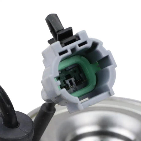 Close-up of electrical connector on Front Wheel Hub And Bearing Assembly For Nissan Frontier 4WD 2005 To 2025, Pathfinder 4WD 2005 To 2012, And Xterra 4WD 2005 To 2015 Durable Bolt On Replacement With Precise Fit Quiet Ride And Smooth Handling